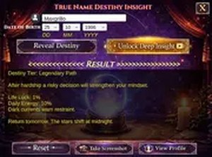 True Name Destiny Insight Online Game Personality Quiz